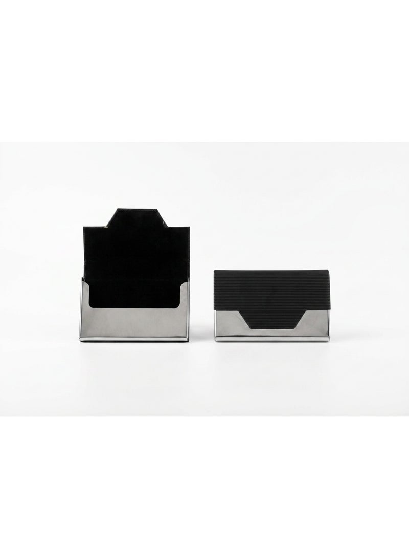 Professional Metal & Leather Business Card Holder - Slim Pocket Case for Credit Cards & IDs - Sleek Magnetic Closure Organizer - Image 3
