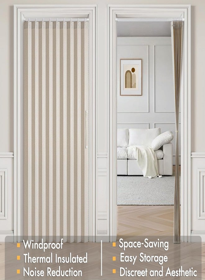 MIULEE Accordion Style Magnetic Folding Door Curtains for Doorways, Room Divider Pleated Curtain with Hooks,Privacy Cream Drapes for Closet/Living Room/Bedroom, Beige, W39 x L78 inches, 1 Panel - Image 4