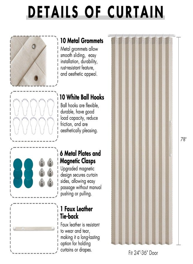 MIULEE Accordion Style Magnetic Folding Door Curtains for Doorways, Room Divider Pleated Curtain with Hooks,Privacy Cream Drapes for Closet/Living Room/Bedroom, Beige, W39 x L78 inches, 1 Panel - Image 3