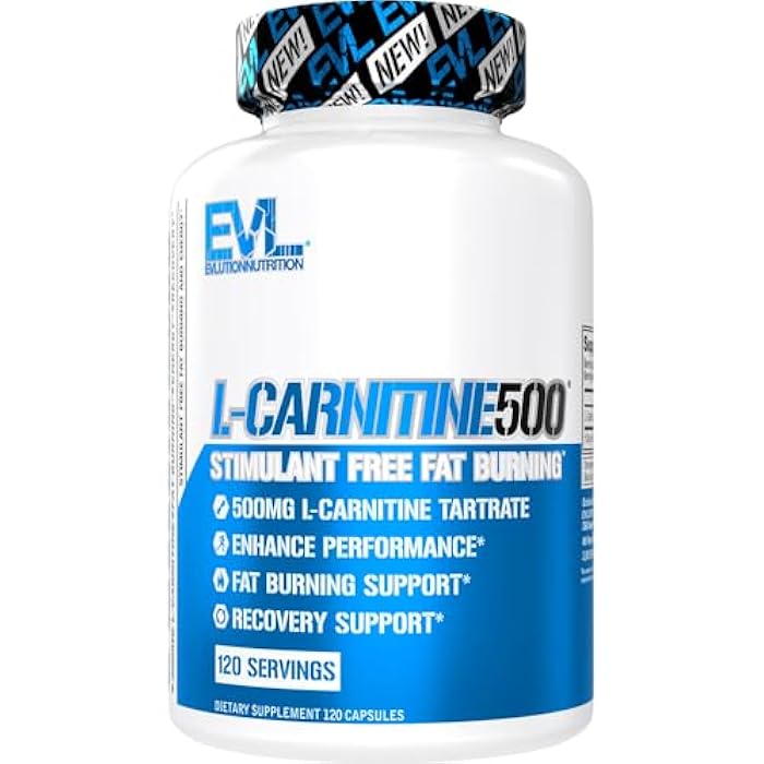 Evlution EVL L-Carnitine Supplement for Weight Loss Support - L carnitine 500mg Diet Pills for Weight Loss Lean Muscle Growth and Fat Burning Support with Stimulant Free L Tartrate - 120 Servings - Image 1