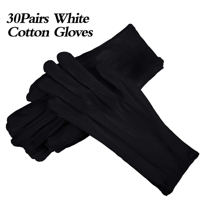 SATINIOR 60 Pcs Cotton Glove Stretchy Work Glove Reusable Mitten for Men Women Dry Hand Art Handling Coin Jewelry(Black) - Image 5