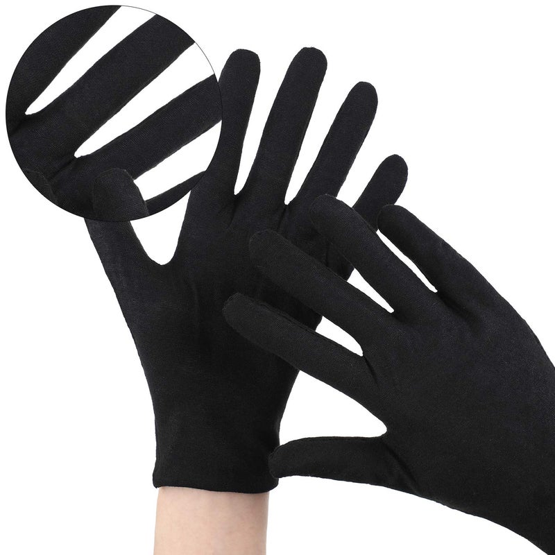 SATINIOR 60 Pcs Cotton Glove Stretchy Work Glove Reusable Mitten for Men Women Dry Hand Art Handling Coin Jewelry(Black) - Image 4
