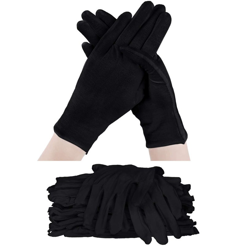 SATINIOR 60 Pcs Cotton Glove Stretchy Work Glove Reusable Mitten for Men Women Dry Hand Art Handling Coin Jewelry(Black) - Image 1