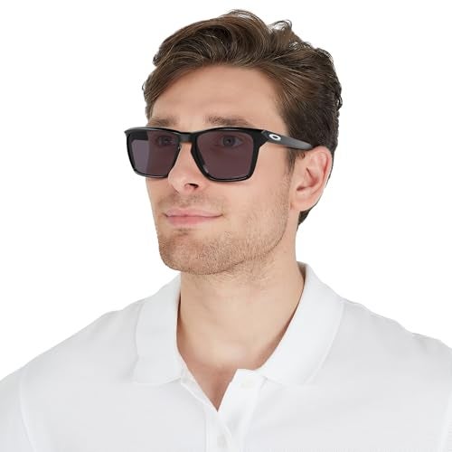 OAKLEY نظارات شمسية مستطيلة للرجال من أوكلي OO9448 سيلس، أسود لامع/برزم رمادي، 57 مم - Image 2
