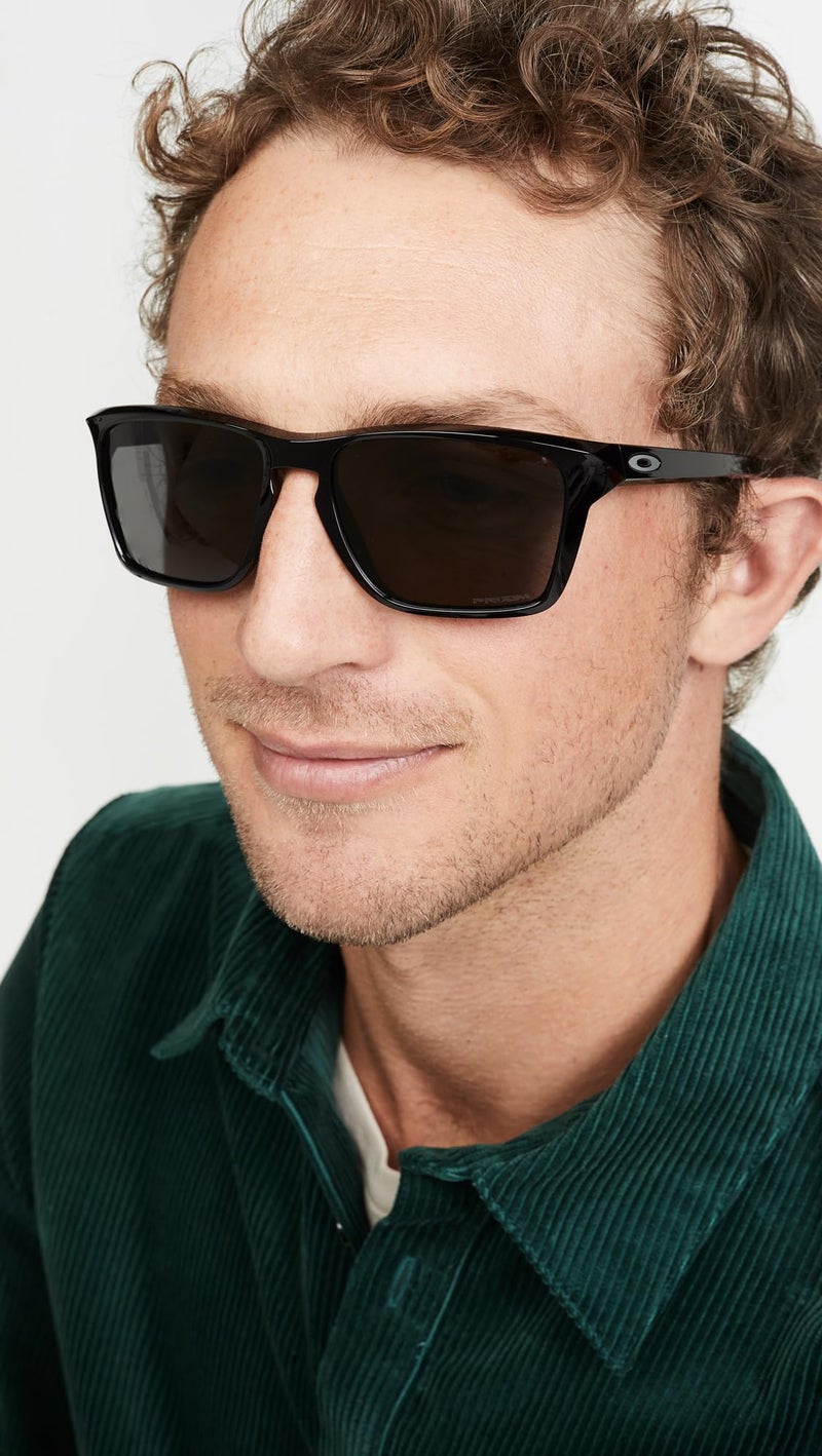 OAKLEY نظارات شمسية مستطيلة للرجال من أوكلي OO9448 سيلس، أسود لامع/برزم رمادي، 57 مم - Image 4
