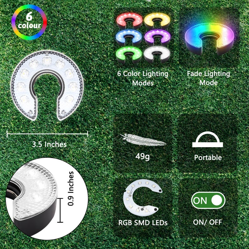 KINGTOP LED Golf Hole Lights with Lens, RGB Light Up Night Golf, Putting Green Cup Lights, Glowing in The Dark Lights for Golf Holes, EZ Install Great for Golfing Party Camping, 4-Pack - Image 3