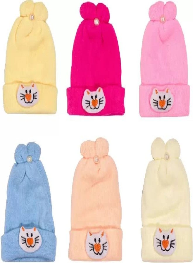 TIXY Infants, Baby Boys, & Baby Girls & Toddlers Woolen Caps in Attractive Design for Age Group 0 to 2 Years (Pack of 4 & 6) (Multicolor) (0-6Months 6) - Image 1