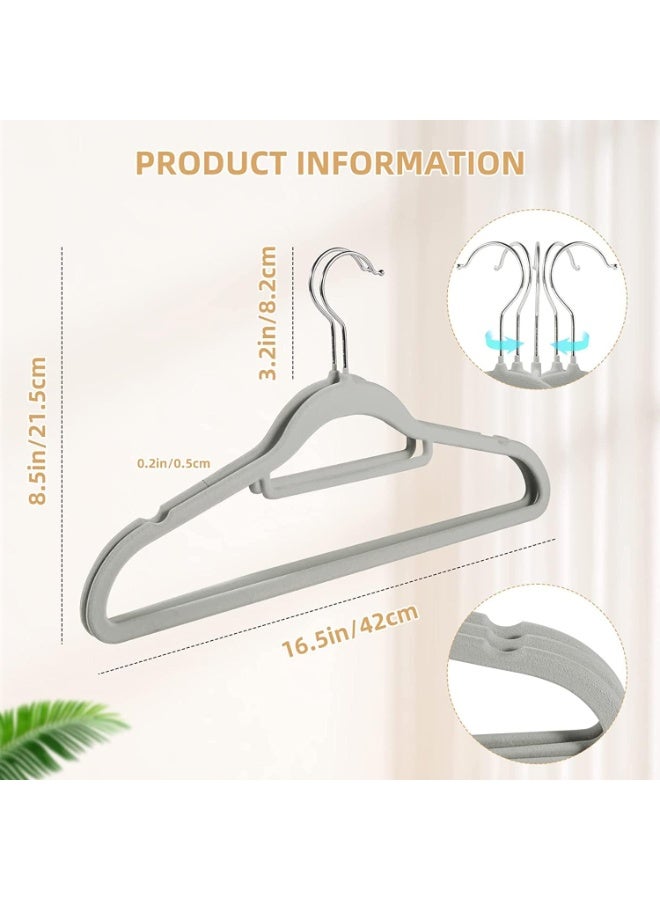 TYCOM Clothes Hangers (30 Pack) Velvet - Ultra Thin Space Saving Coats Clothes Hangers Non-Slip Suit Hangers with 360 Degree Swivel Hook Hold Up-to 5KG for Jackets, Pants, Dress- 30p Grey  - Image 2