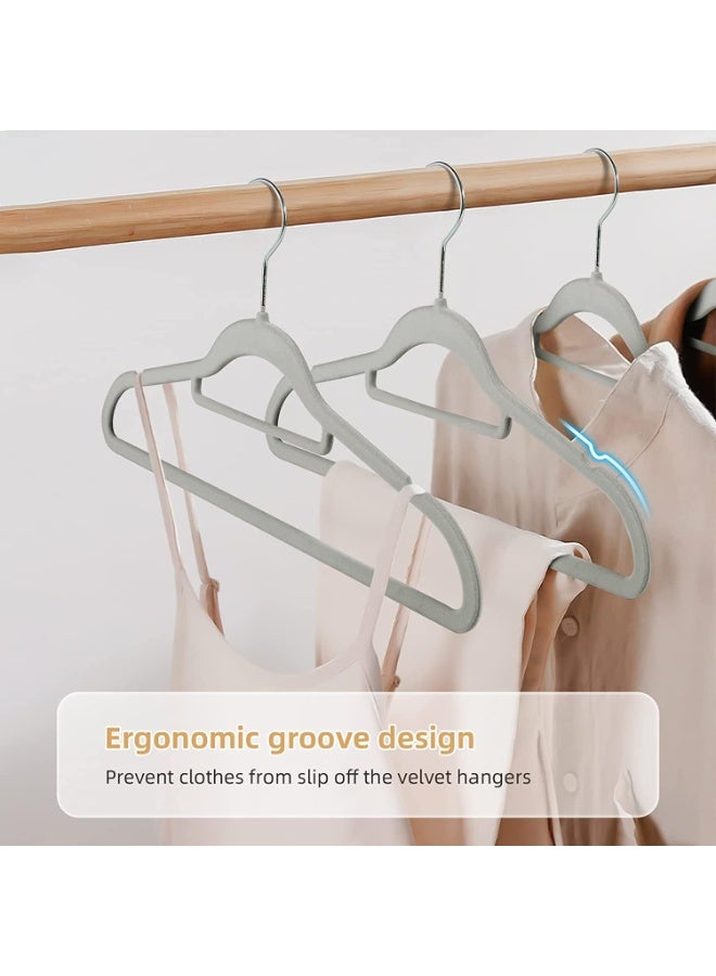TYCOM Clothes Hangers (30 Pack) Velvet - Ultra Thin Space Saving Coats Clothes Hangers Non-Slip Suit Hangers with 360 Degree Swivel Hook Hold Up-to 5KG for Jackets, Pants, Dress- 30p Grey  - Image 3