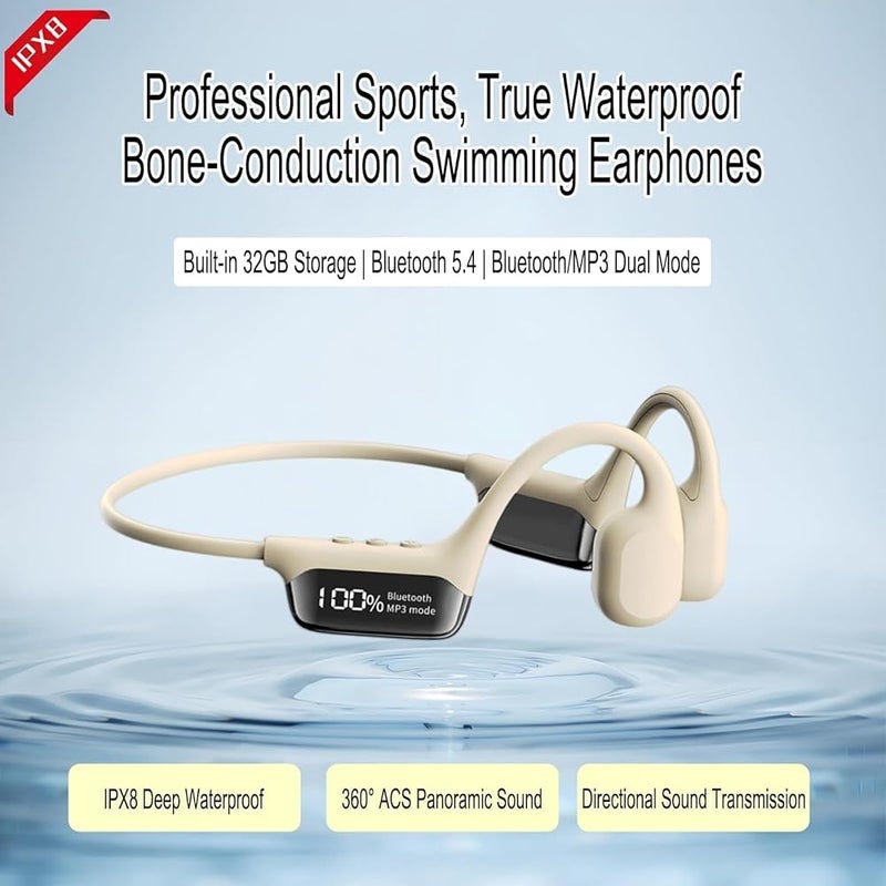 X spring Swimming Headphones, True Wireless Open Ear Headset with Built-in Storage, Underwater Waterproof Stereo Headphones for Pool Workouts and Triathlons - Image 3