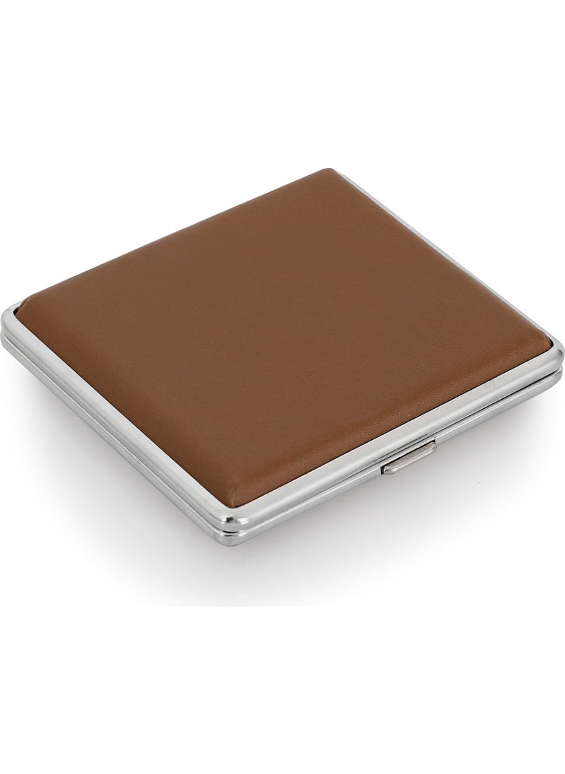 ZEK upp Tan Leather Metal Cigarette Case  - Image 1