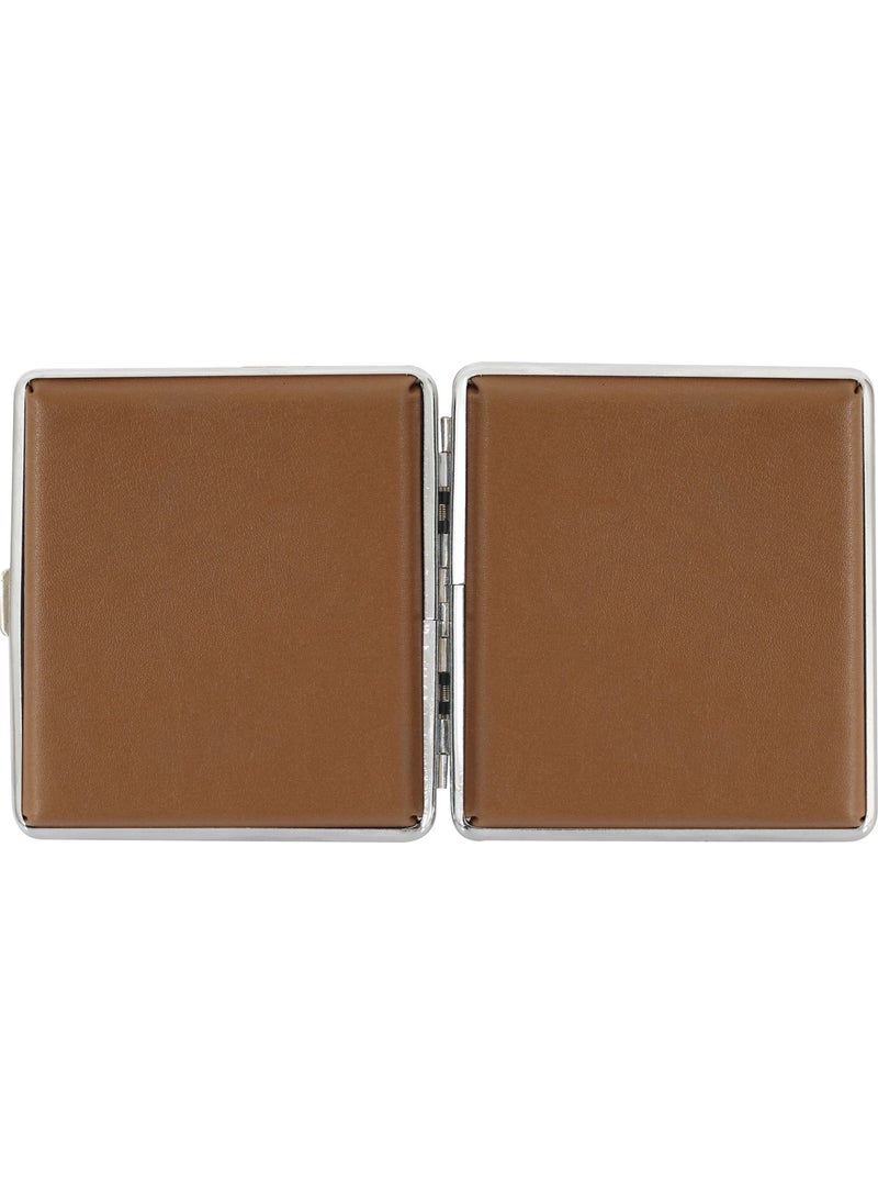 ZEK upp Tan Leather Metal Cigarette Case  - Image 3