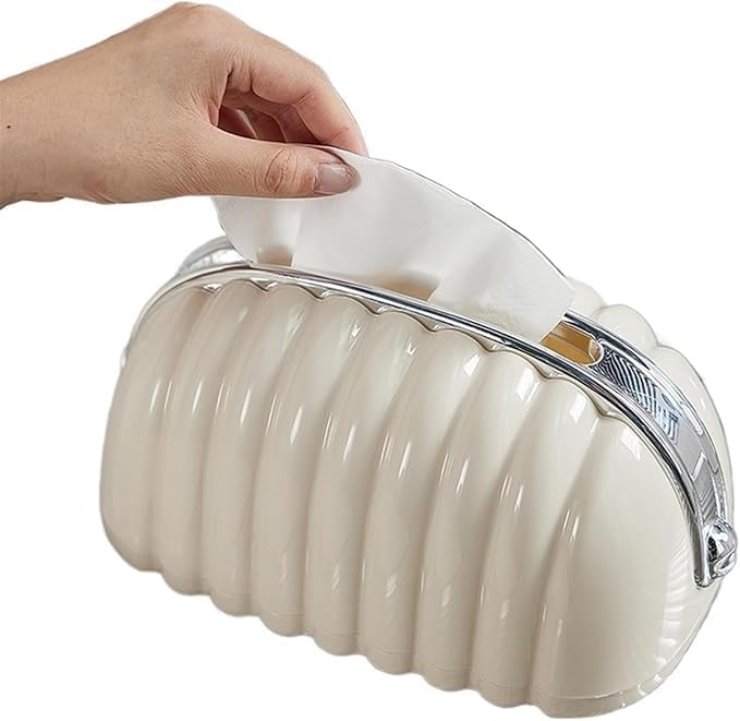 TECHNOWAYS SOLUTION Cream Tissue Box, Creamy Tissue Box Bag Shape Paper Holder | Tissue Holder with Inner Spring, Hollow Bottom High Capacity Household Gadgets for Hostel, Toilet, Home - Image 1