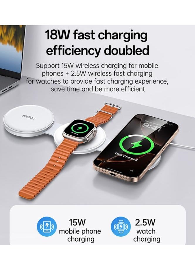 DS29 5 in 1 Foldable Wireless Charger for Phone / Watch / Earphone(White) - Image 3