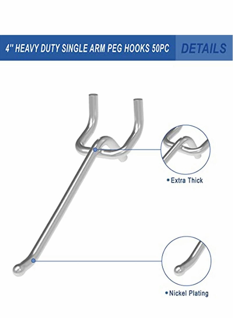 Pegboard Hooks, Peg Super Heavy Duty Metal Shelving with Ball Assortment Sturdy Fits 1/4” Garage Storage Organizer 10Packs 4 inch - Image 2