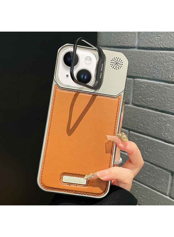 Zaboon Case For iPhone 13 Metal Holder Plain Leather MagSafe Phone Case - Image 1