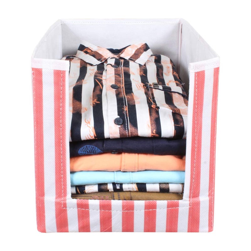 Brand - Solimo Solimo Printed Fabric Shirt Stacker Organiser Set of 3 Multicolor - Image 2