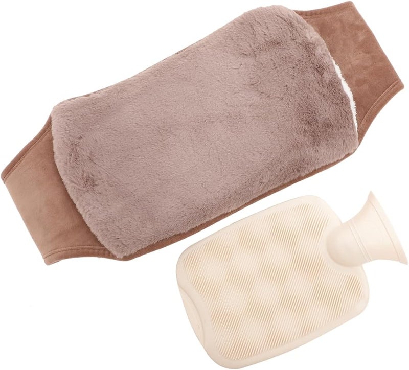 زجاجة ماء ساخن محمولة مع حزام فروي لتدفئة الظهر للاستخدام الخارجي بتصميم كرتوني دافئ - Image 1