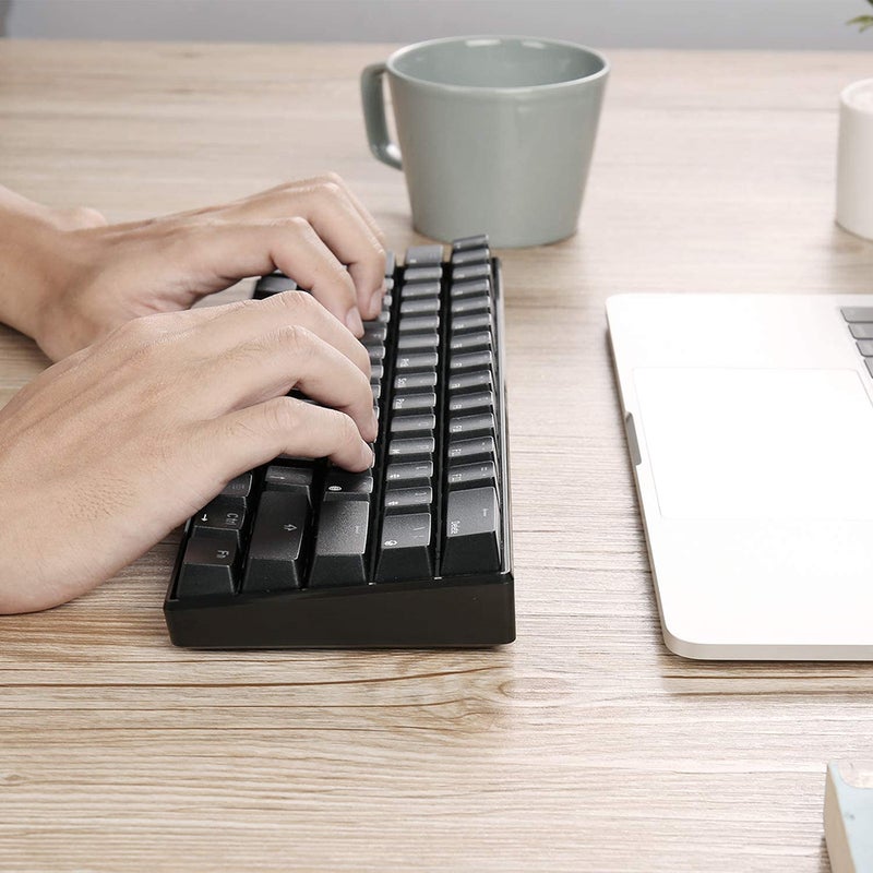 لوحة مفاتيح مزدوجة الوضع RK61 BT&Wired مع إضاءة خلفية صفراء - لوحة مفاتي ميكانيكية صغيرة من 61 مفتاح لجوال/تابлет باللون الأسود مع مفاتيح جاترون الحمراء - Image 5