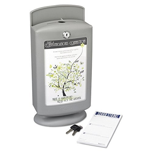 Safco Customizable Suggestion Box 4233GR with 25 Suggestion Cards, Secure Collection & Customizable Display, Gray,Display Area 5.5'W x 8.5'H - Image 4