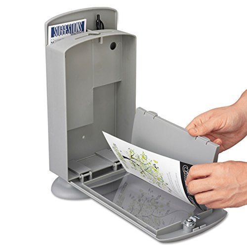 Safco Customizable Suggestion Box 4233GR with 25 Suggestion Cards, Secure Collection & Customizable Display, Gray,Display Area 5.5'W x 8.5'H - Image 5