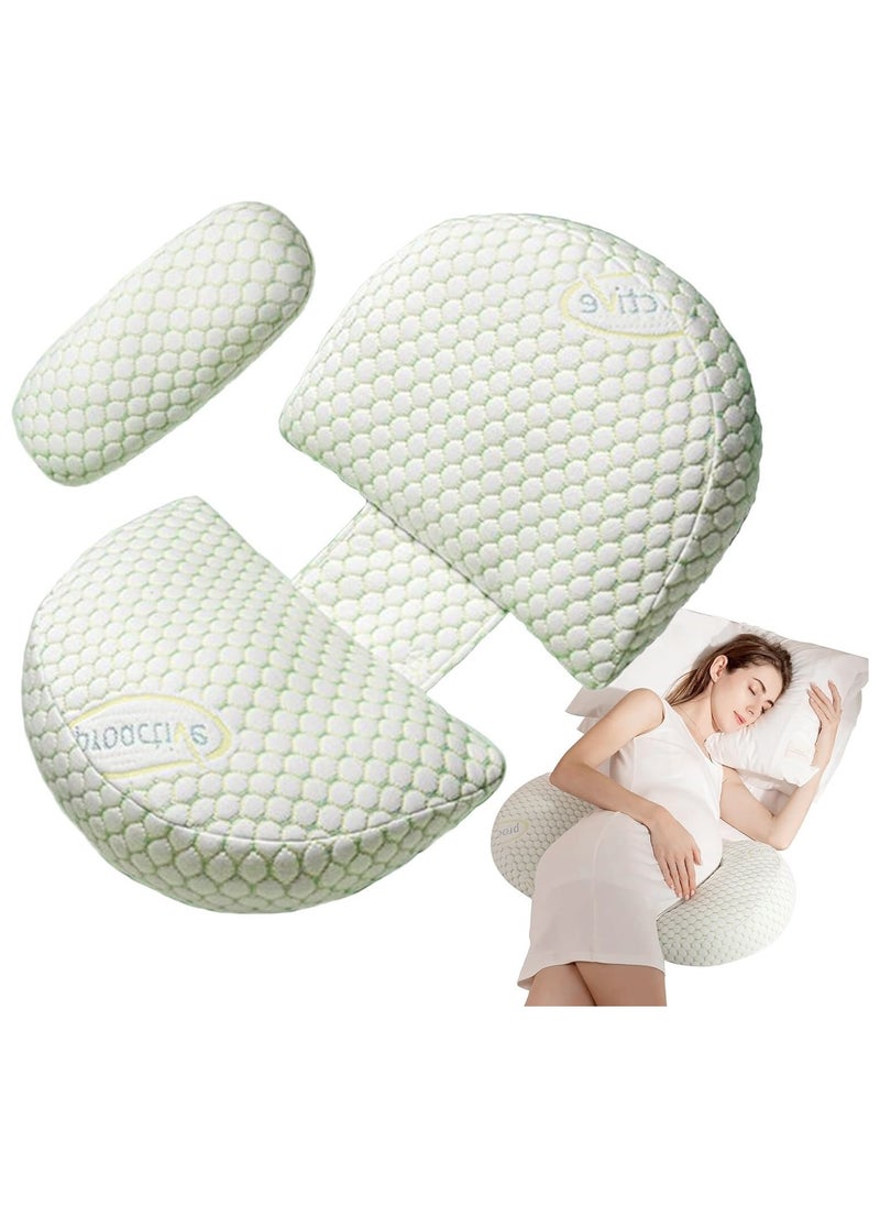 MileMelo Pregnancy Pillow for Pregnant Women,Soft Pregnancy Body Pillow,Support for Back, Hips, Legs,Maternity Pillow with Detachable and Adjustable Pillow Cover（Green）  - Image 1
