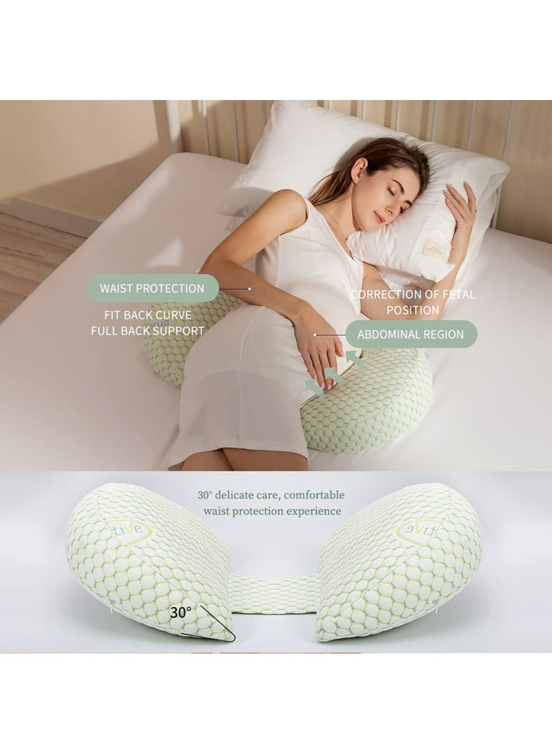 MileMelo Pregnancy Pillow for Pregnant Women,Soft Pregnancy Body Pillow,Support for Back, Hips, Legs,Maternity Pillow with Detachable and Adjustable Pillow Cover（Green）  - Image 3
