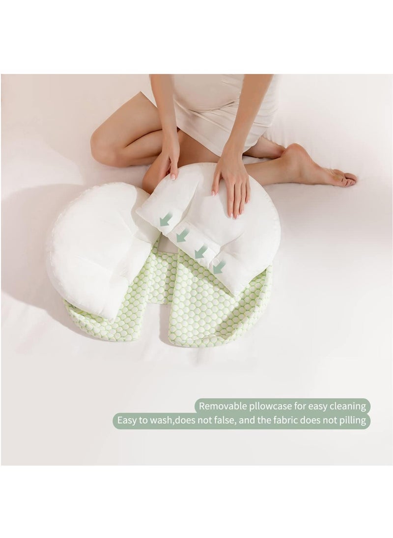 MileMelo Pregnancy Pillow for Pregnant Women,Soft Pregnancy Body Pillow,Support for Back, Hips, Legs,Maternity Pillow with Detachable and Adjustable Pillow Cover（Green）  - Image 4