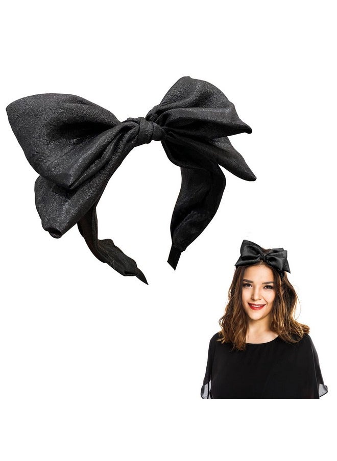 AEGYPIUS Knotted Bow Headbands - Wide Turban Headbands With Big Knot, Hair Hoop And Hair Accessories For Women And Girls (Black)  - Image 1