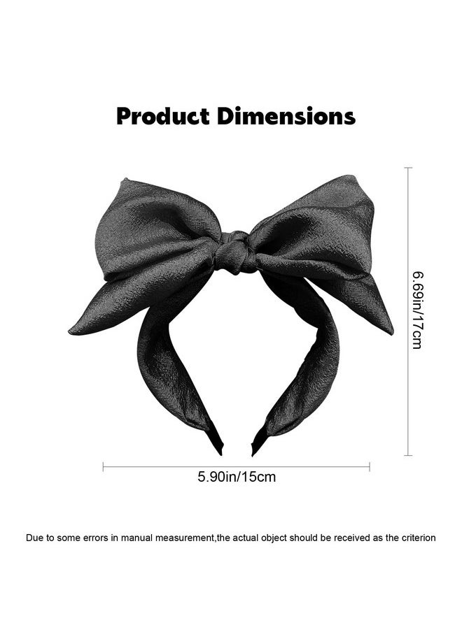 AEGYPIUS Knotted Bow Headbands - Wide Turban Headbands With Big Knot, Hair Hoop And Hair Accessories For Women And Girls (Black)  - Image 2