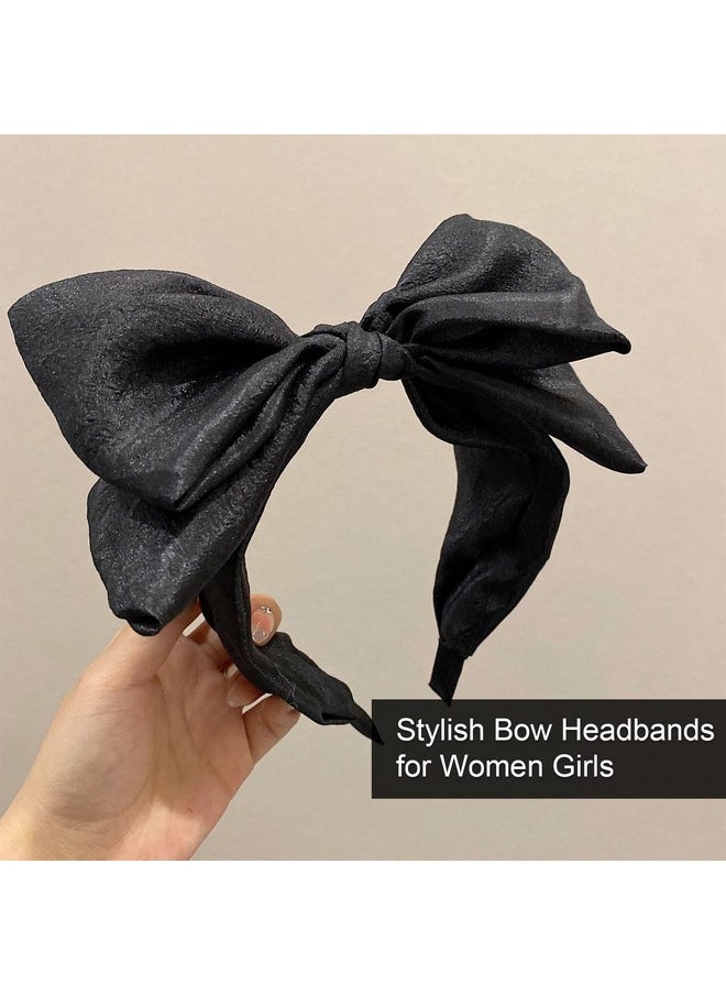 AEGYPIUS Knotted Bow Headbands - Wide Turban Headbands With Big Knot, Hair Hoop And Hair Accessories For Women And Girls (Black)  - Image 3