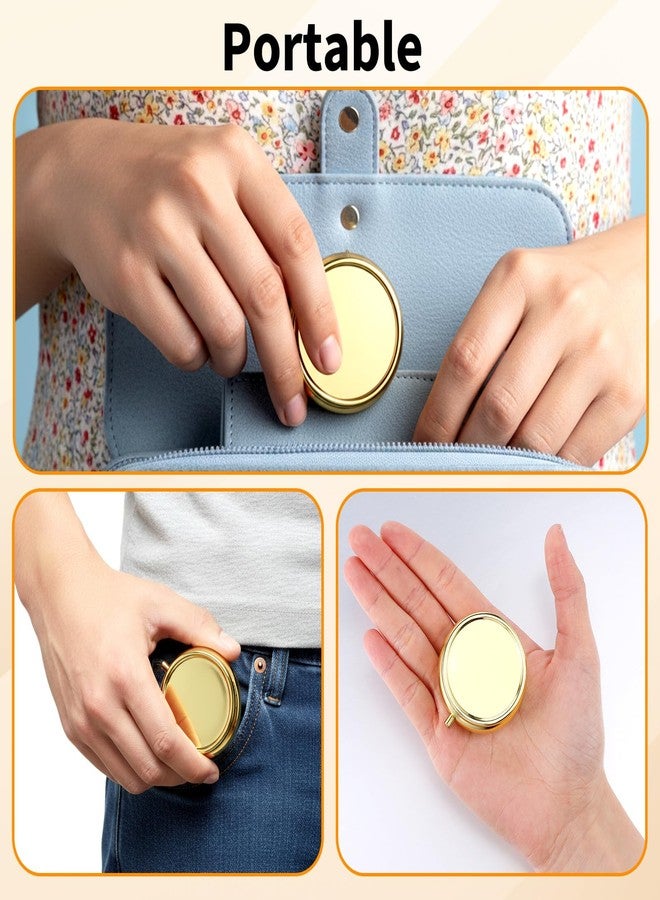 Wanmu 2Pcs Pill Box, 3 Compartment Round Small Pill Case & 1 Compartment Cute Travel Pill Organizer, Waterproof Metal Pills Container Holder for Vitamins Medication Fish Oil Supplements(Gold - Image 3