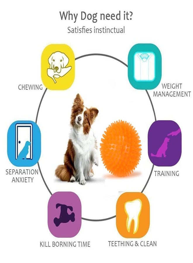 BASIL Spiked Squeaky Chew Ball for Dogs & Puppies (Pink + Orange), Pack of 2 - Image 2