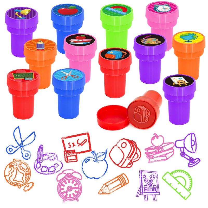 Cinrobiye 24 PCS Back to School Stampers for Kids SelfInking Stamp Set for Party Favors Classroom Rewards DIY Crafts Goodie Bag Fillers Birthday Gifts School Theme Supplies - Image 2