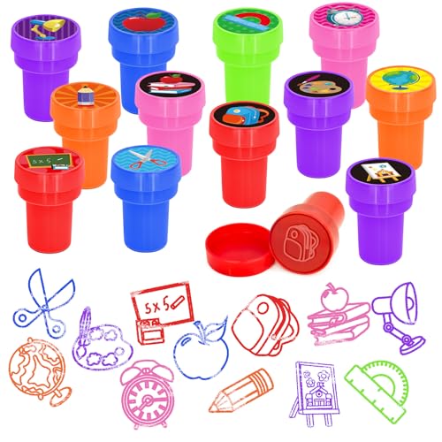 Cinrobiye 24 PCS Back to School Stampers for Kids SelfInking Stamp Set for Party Favors Classroom Rewards DIY Crafts Goodie Bag Fillers Birthday Gifts School Theme Supplies - Image 1