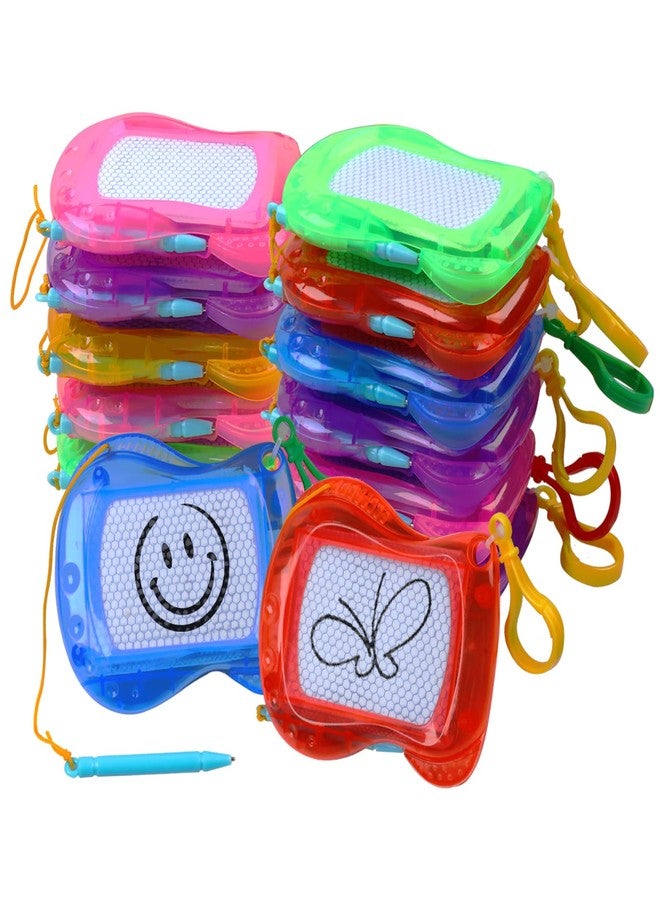 Plzoslly 12 Pack Mini Magnetic Drawing Board for Kids, Small Magnetic Doodle Board Set Backpack Keychain Clip Drawing Board, Erasable Sketch and Painting Pad for Party Favor, Boys and Girls(6 Colors) - Image 1