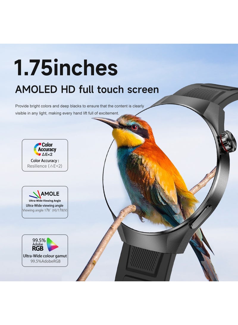 رولستيمي ساعة ذكية بلوتوث للرجال مقاس 1.75 بوصة/سوار ذكي ، الرد / إجراء المكالمات ، مراقبة النوم أثناء التمرين ، عالمية لأنظمة أندرويد وآي أو إس ، آر تي-جي 5 بلس - Image 4