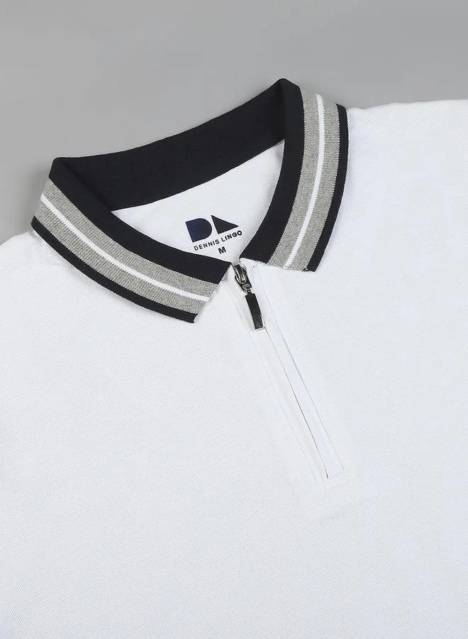 Dennis Lingo Men's White 100% Cotton Solid Pattern Regular Fit T-Shirt