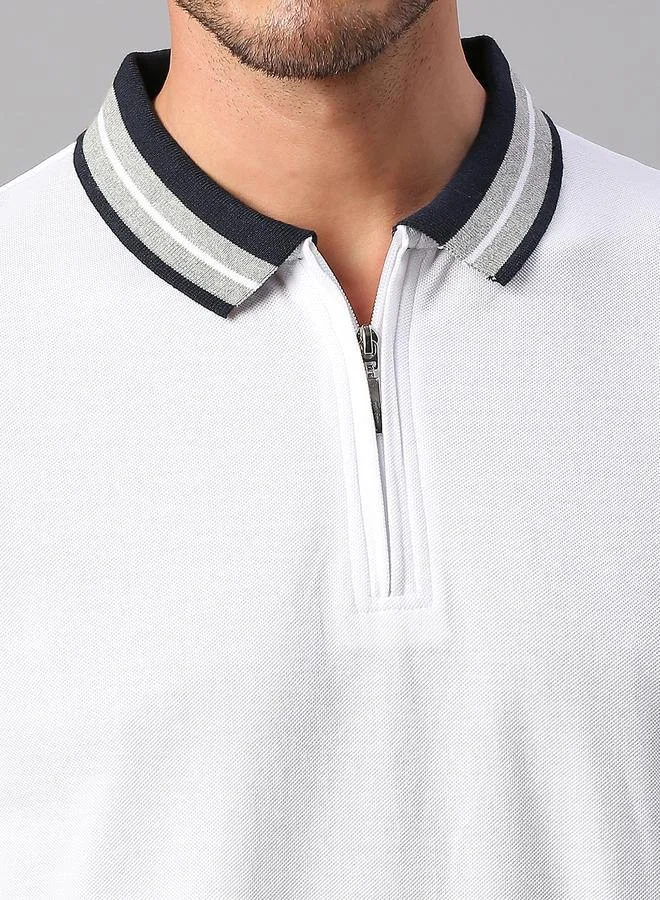 Dennis Lingo Men's White 100% Cotton Solid Pattern Regular Fit T-Shirt