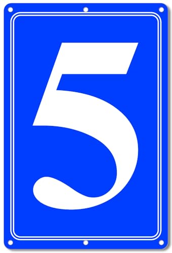 i-CowFun Premium Aluminum Number Signs 5, Metal 12" X 8" Blue Numbered Signs Outdoor for Parking Lots, Floor, Dock, Court, Aisle, Field, High Visibility, No Fade, Weather-resistant - Image 1