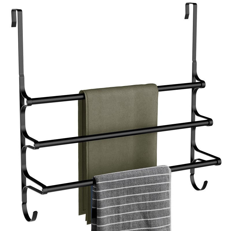 CANYAVE Over The Door Towel Rack Over Door Towel Rack for Bathroom Door Triple Towel Storage Holder with Hooks Matte Black 2027 L