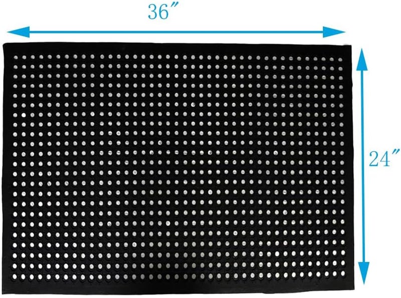nanbowang Anti-Fatigue Rubber Floor Mat - Commercial Grade Grease Resistant Non-Slip Recycle Tyre Floor Mats for Restaurant Kitchen Bar Garden Outdoor Wet Area(24"X36") - Image 2