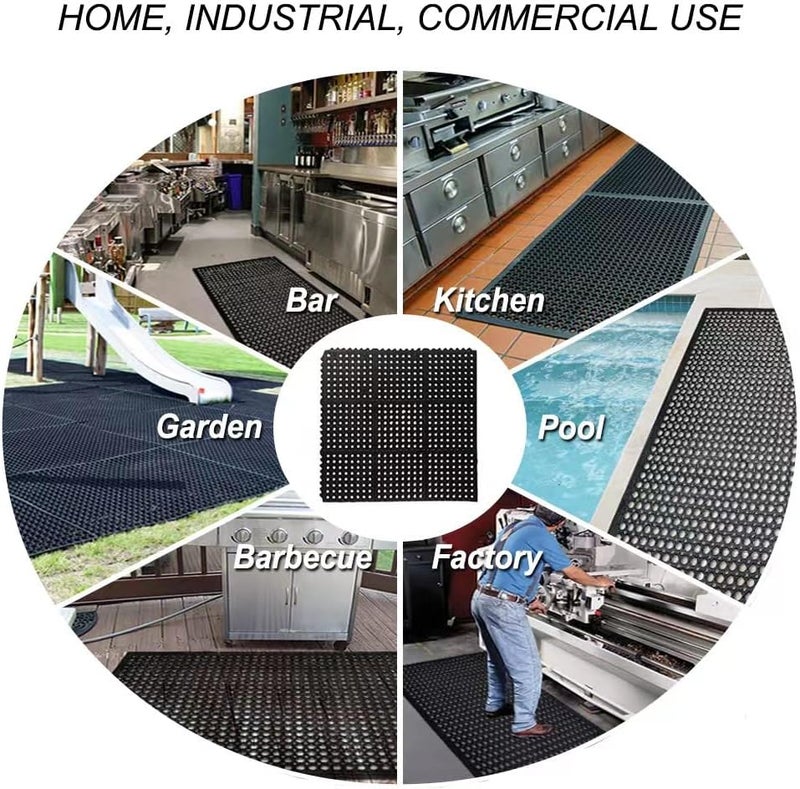 nanbowang Anti-Fatigue Rubber Floor Mat - Commercial Grade Grease Resistant Non-Slip Recycle Tyre Floor Mats for Restaurant Kitchen Bar Garden Outdoor Wet Area(24"X36") - Image 4