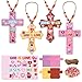 BeYumi Religious Cross Necklace Craft 28Pcs God is Love Religious Craft Kit DIY Sticker Cross and Beads Necklace Christian Jusus Love Me Decor Woman Party Activities - Image 2