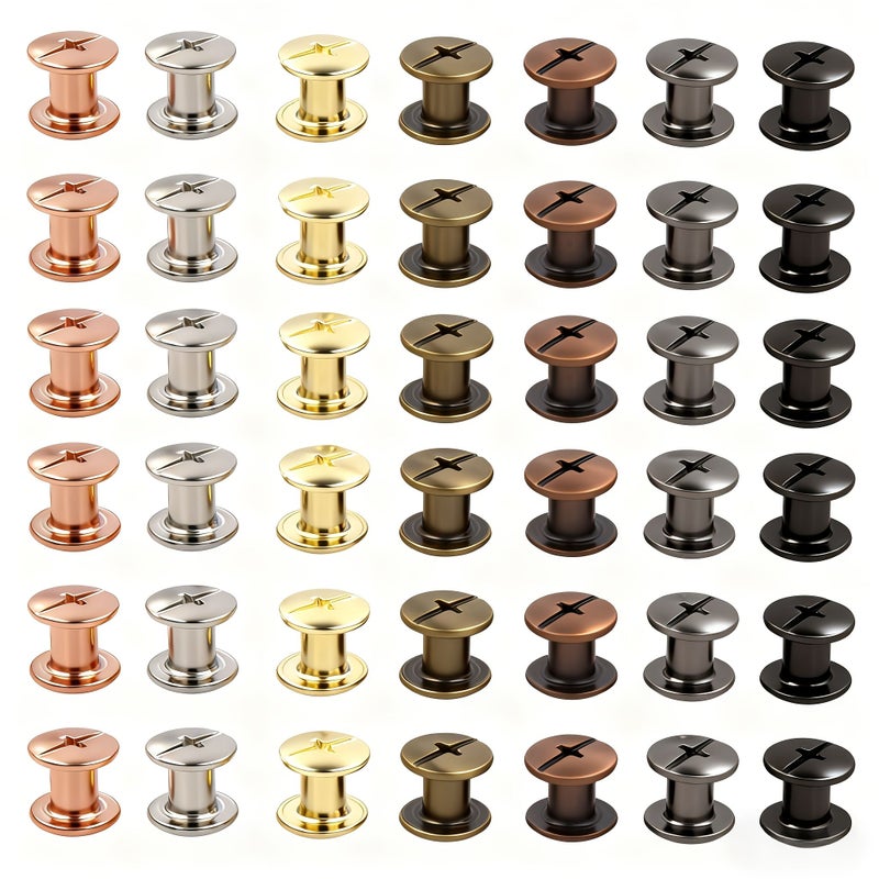 20 Sets Golden Chicago Screws M5 4mm Flat Slot Leather Rivet Bookbinding Post Nails For DIY Leather Craft - Image 2