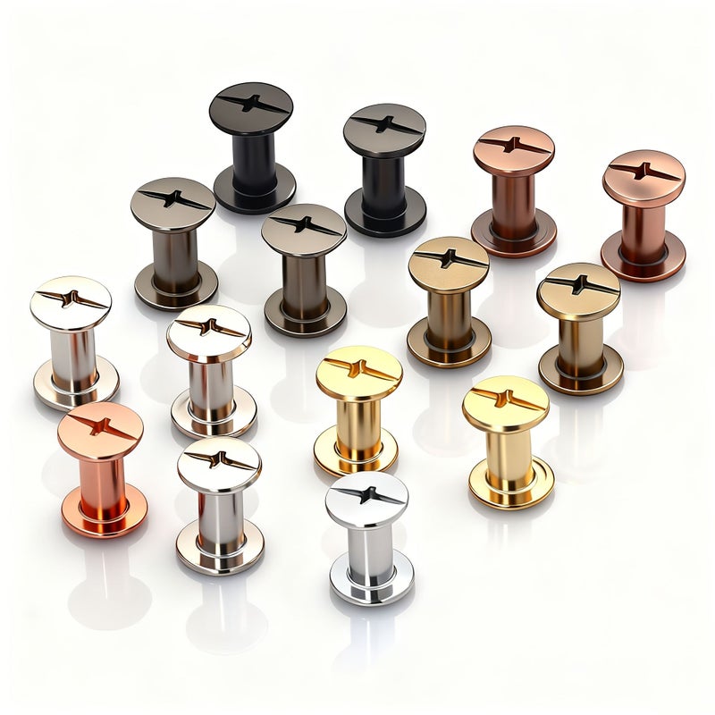 20 Sets Golden Chicago Screws M5 4mm Flat Slot Leather Rivet Bookbinding Post Nails For DIY Leather Craft - Image 1