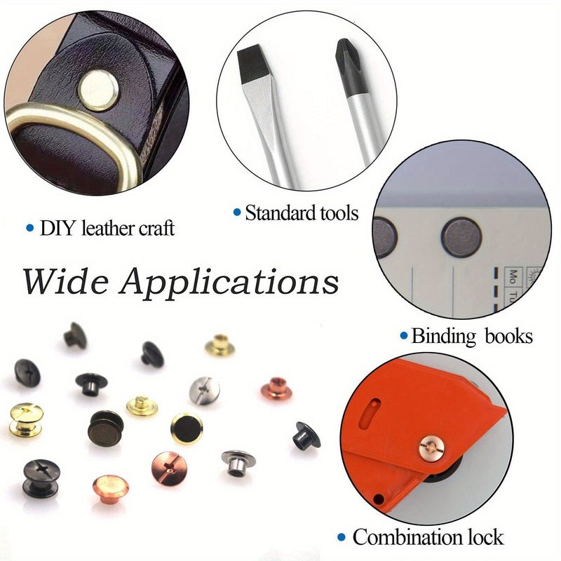 20 Sets Golden Chicago Screws M5 4mm Flat Slot Leather Rivet Bookbinding Post Nails For DIY Leather Craft - Image 5