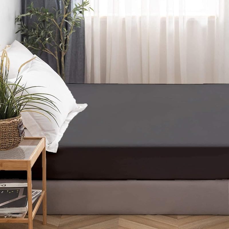 Shreem Linen Zipper Fitted Sheet -16 Inch Extra Deep Pocket, Soft Brushed Microfiber Bottom Sheet, Wrinkle, Shrink & Fade Resistant, Hotel Quality, Dark Grey, Queen - Image 2