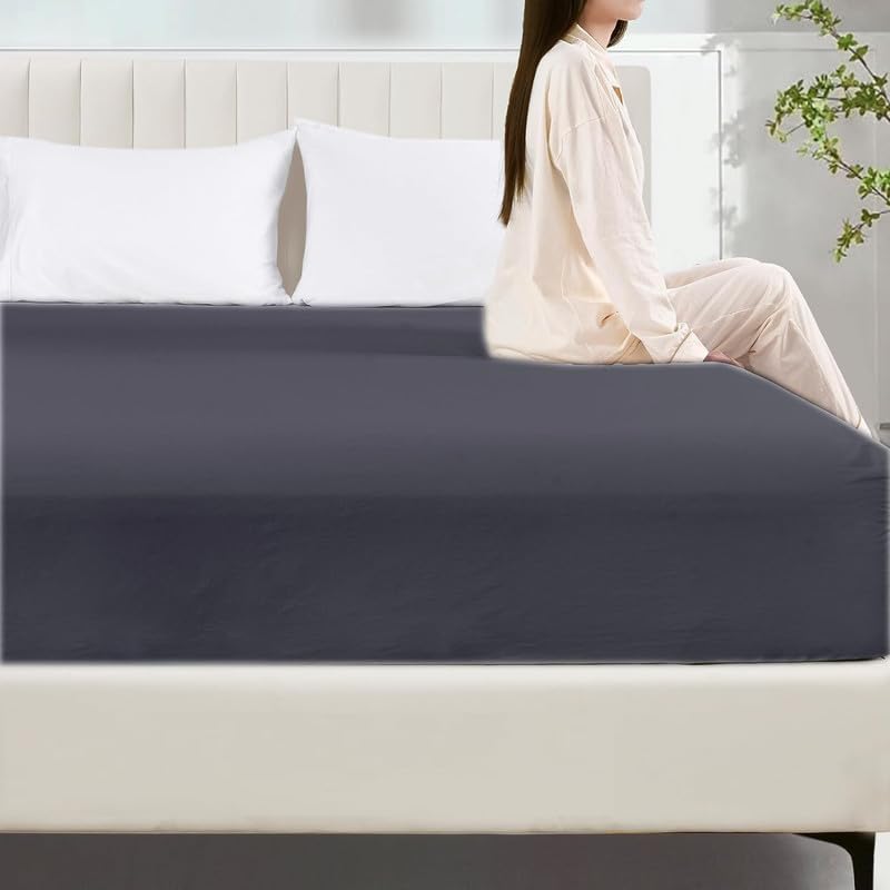 Shreem Linen Zipper Fitted Sheet -16 Inch Extra Deep Pocket, Soft Brushed Microfiber Bottom Sheet, Wrinkle, Shrink & Fade Resistant, Hotel Quality, Dark Grey, Queen - Image 5