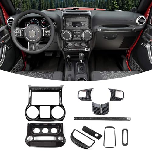 RT-TCZ for Jeep JK Interior Trim Kit Black, JKU Center Console Dashboard Panel Trim Cover for Jeep Wrangler JK JKU 2011-2017 Black ABS Carbon Fiber Interior Accessories 10pcs - Image 1